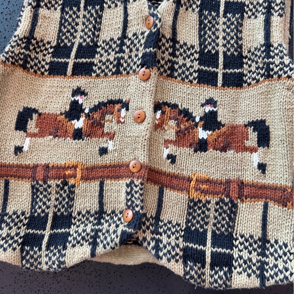 MILLER’S VINTAGE Knit Equestrian Rodeo Horse Sweater Vest Size Medium VGUC - Picture 7 of 9